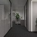 Modern Law Firm Front Desk Reception With Marble Background Wall And Green Plant