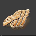 Sliced Bread With Crispy Crust Holey Texture And Golden Brown Color On Dark Background