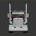 Green Military Truck With Dual Exhaust Pipes Striped Design And Chrome Details