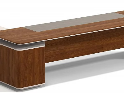Modern Wooden Office Desk With Sleek Metal Frame And Spacious Top 3d model