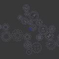 Mechanical Gears And Various Icons Artwork On Black Background Layout 3d model