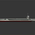 Aircraft Carrier 3D Model With Gray Flight Deck And Red Bottom Structure