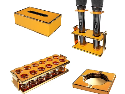 Golden Instrument Microphones and Art Supplies with Storage Case Palette Trays and Tools 3d model