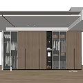 Modern Wooden Wardrobe With Glass Doors Hanging Rails And Storage Drawers