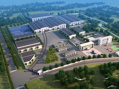 Aerial View of Chinese Factory Cultural and Creative Industry Park New Chinese Hospital Building Hospital Acting Police Station Multi-storey Office Building 3d model