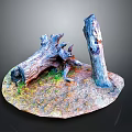 Green Plants Growing With Dead Tree Trunks on Circular Base Ground Surface