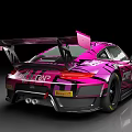 Stylish Pink Racing Car With Bold Graphic Design And Rear Wing