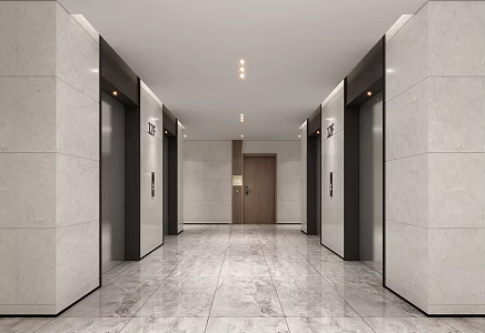 modern elevator hall 3d model