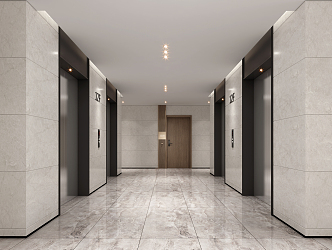 modern elevator hall 3d model