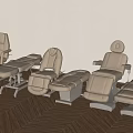 Beige Professional Massage Tables And Chairs In Modern Salon With Wooden Floor