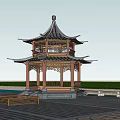 Chinese style pavilion double-layer pavilion 3d model