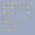 Decorative Sculpture Carvings with Golden Floral Butterfly and Geometric Patterns for Ornamental Design