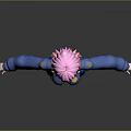 Game and Movie Character With Pink Hair Blue Jacket Shorts And Gray Boots