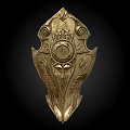Ancient Golden Ornate Shield With Intricate Carvings And Decorative Design