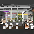 Modern Hot Pot Restaurant Interior With Open Layout Green Plants And Bar Seats