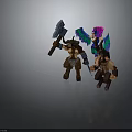 Fantasy Characters And Creatures With Large Axe Colorful Wings And Muscular Build
