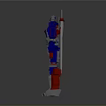 Detailed 3D Mechanical Robot Character With Red Blue Silver Armor And Standing Pose