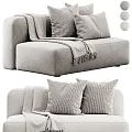 Modern Gray Single Sofa With Soft Fabric Decorative Pillows And Cozy Throw Blanket
