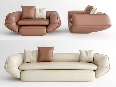 Modern Combination Sofa Multiplayer Sofa Leather Combination Sofa Single Sofa model