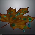 Vibrant Orange Red Maple Leaf With Shiny Water Droplets On Surface