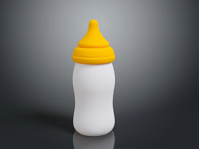 Baby Bottle With White Body Yellow Cap Modern Smooth Surface For Baby Feeding 3d model