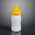 Baby Bottle With White Body Yellow Cap Modern Smooth Surface For Baby Feeding