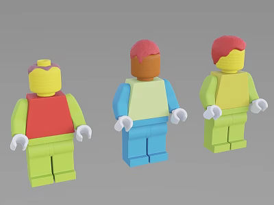 Colorful Building Block Style Dolls Featuring Different Head And Outfit Colors 3d model