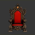 Elegant Ornate Classical Chair With Carved Wooden Frame And Red Upholstery