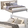 Modern Upholstered Bed Design With Headboard Soft Pillows And Blanket 3d model