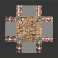 Stacked Red Brick Scene Structure With Orange Brick Surface Gray Blocks And Metal Panels