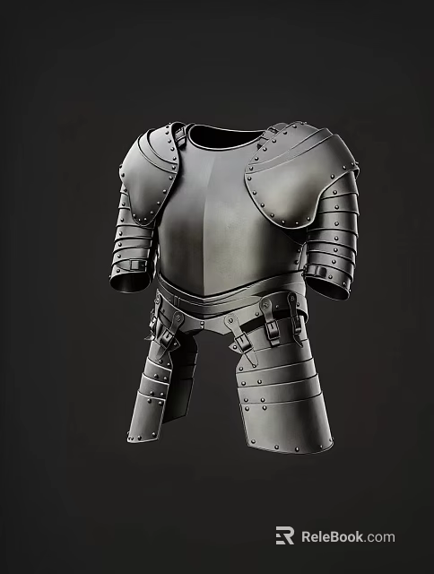 Medieval Armor With Riveted Steel Chest Plate Shoulder Guards And Leg Protection 3d model 