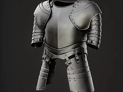 Medieval Armor With Riveted Steel Chest Plate Shoulder Guards And Leg Protection 3d model
