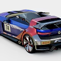 Volkswagen Race Car With Blue Red Gradient Body 74 Number Aerodynamic Design And Rear Wing