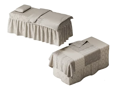 Elegant Massage Beds With Comfortable Bedding And Skirts 3d model