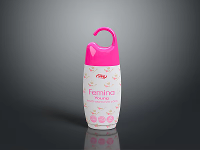 Pink Lid Femina Herbal Talcum Powder White Body With Floral Design 3d model