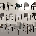 Stylish Leisure Chairs With Various Designs Fabric Seats Wooden Frames And Armrests