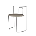 Modern Dining Chair With Metal Frame And Beige Seat Cushion
