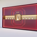 Red Background Wall With Golden Decorative Patterns And Symmetrical Traditional Chinese Design Elements