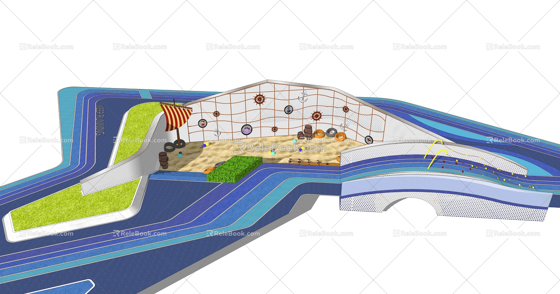 Modern play equipment children's landscape wall model