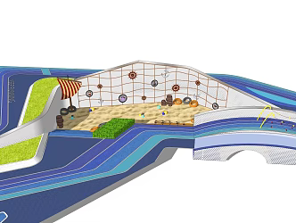 Modern play equipment children's landscape wall 3d model