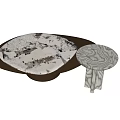 Modern Two Piece Coffee Table Set With Patterned Tabletop And Brown Base 3d model