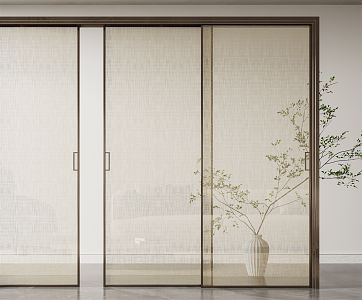 Modern sliding door drawing glass sliding door 3d model