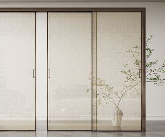 Modern sliding door drawing glass sliding door 3d model