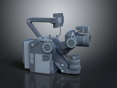 Computer Mechanical Arm 3D Model With Gray Design Circular Parts And Connection Components 3d model