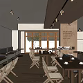 Modern Restaurant Interior With Wooden Tables Wicker Chairs Natural Light And Wall Decor