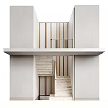 Modern Wooden Staircase Design With Handrail In Minimalist Interior Space