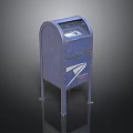 Blue Metal USPS Mailbox With Mail Slot Classic Design And Standing Legs