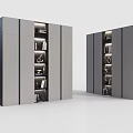 Modern Sleek Bookcase Design With Layered Shelves And Built in Lighting