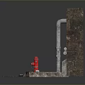 Urban Scene Construction Model With Brick Wall Metal Pipes And Red Fire Hydrant