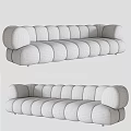 Red Sectional Sofa With Curved Modular Design And Upholstered Gray Support Legs 3d model